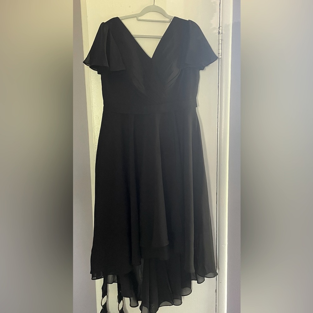 Lace up Back High Low Chiffon Bridesmaid Dress Size 14